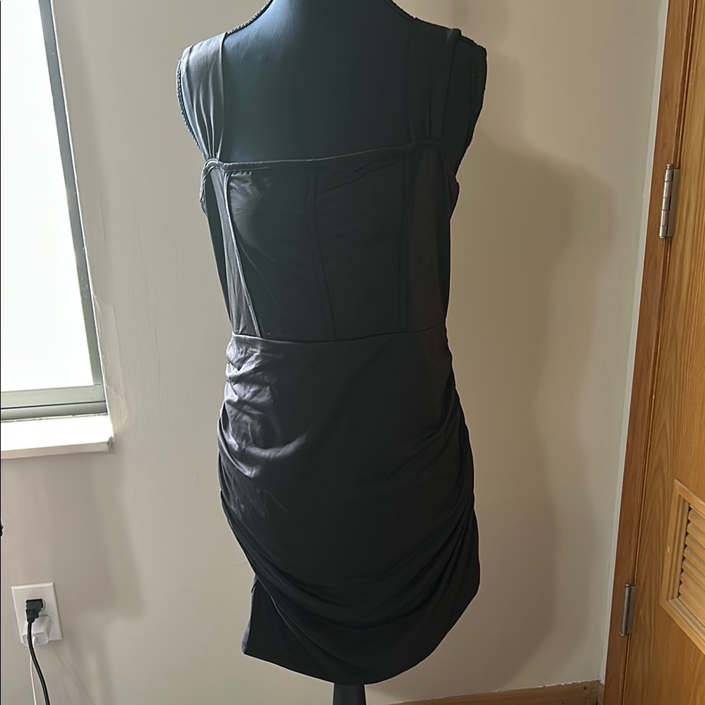 Cider Black Ruched Mini Dress